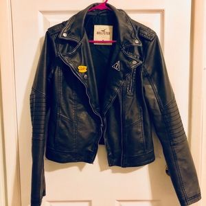 Hollister leather jacket with removable pins!